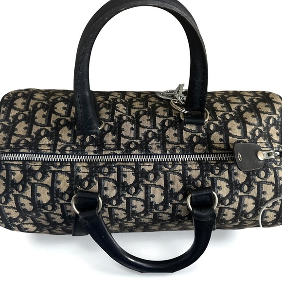 Christian Dior Trotter Boston Bag Dior Baggages Navy Monogram Canvas Handbag - Picture 13 of 14